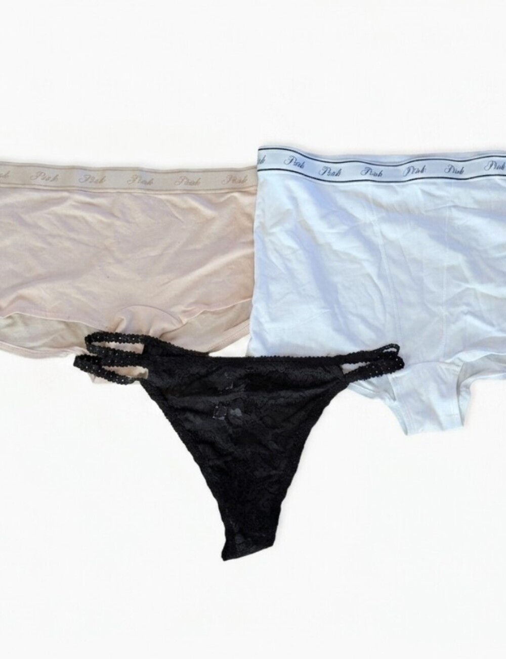 NWT Victoria Secret PINK Underwear Lot 3 XXL Lace Thong High Waist Boyshort